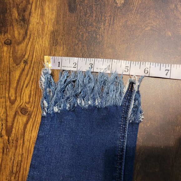 Free People Jeans 27 Great Heights Skinny Fray Fringe Hem Stretch Denim - Picture 9 of 10